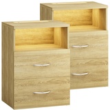 CASARIA Nachttisch Jamie 2er-Set Eiche