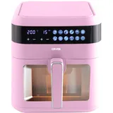 DMS XXXL 7 Liter Heißluftfritteuse | fritteuse | Backofen | Heißluftgrill | Cooker | fettfrei und ohne Öl | inklusive 10 Programmen und digitalem Touch Display | Timer | HFG-7 (Rosa)