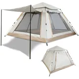 Kinzon Pop-up-Camping-Zelt 3-4 Personen, wasserdicht 3000 mm, Multifunktion 2 in 1, Anti-Moskito-Fenster, Licht zum Transport, Wandern, Picknick, Campingplatz