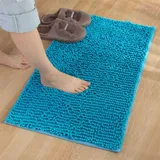 Reyox Badematte Hochflor Chenille rutschfest Vorleger Waschbar Badteppich Badezimmer Wasserabsorbierenden Himmelblau 30 x 50 cm