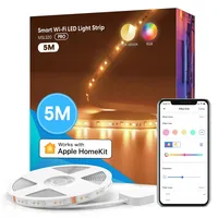 Meross Led Strip 5m funktioniert mit Apple HomeKit, WLAN Led Streifen, Smart RGBWW Strip kompatibel mit Alexa und Google, für Zuhause, Party, Weihnachten