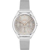 BOSS Multi Zifferblatt Quarz Uhr für Damen mit Silbernes Edelstahl-Mesh-Gliederarmband - 1502638