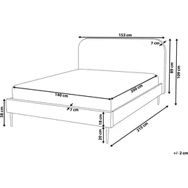Beliani Bett mit Lattenrost Cord FLAYAT 140 x 200 cm Hellgrau