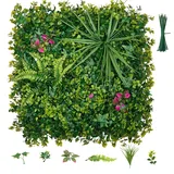 Vevor Künstliche Hecke 50x50 cm 16-tlg. Set, Pflanzenwand, PE-Sichtschutz, Sichtschutzzaun, Windschutz, Heckenzaun, Kunstpflanzen Balkonverkleidung für Hochzeiten, Außengärten, Hinterhöfe