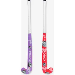 Kinder Feldhockeyschläger Holz - FH100 Narwal fluoreszierendes Neonpink|lavendellila|baumwollweiß 26