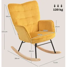Homcom Schaukelstuhl, Schaukelsessel mit Kordoptik, Armlehne, für Wohnzimmer, Sessel Schaukelstühle