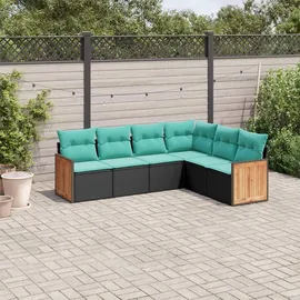 vidaXL Gartensofa-Set mit Kissen, schwarzes Polyrattan