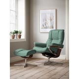 Stressless Stressless® Relaxsessel »Mayfair«, (Set, Relaxsessel mit Hocker), mit Hocker, mit Cross Base, Größe S, M & L, Holzakzent Braun, grün