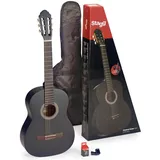 Stagg C440 M BLK PACK 4/4 schwarz matt klassische Gitarre – Gitarren-Set Volle Größe schwarz