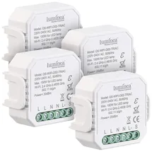 Luminea Home Control 4er-Set WLAN-Unterputz-Lichtschalter und -Dimmer, mit App