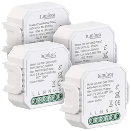 Luminea Home Control 4er-Set WLAN-Unterputz-Lichtschalter und -Dimmer, mit App