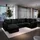 masseno Eckcouch Polyester U-Form mit Schlaffunktion 3-Sitzer Schwarz