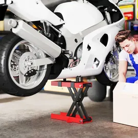 Homcom Motorradheber 500 kg Belastbar Motorradhebebühne Höhenverstellbar Montagebock Fahrradreparatur-Scherenheber in Garage & Außenbereichen