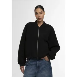 URBAN CLASSICS Bomberjacke URBAN CLASSICS "Urban Classics Ladies Structured Bomber Jacket", Damen, Gr. 5XL, schwarz, 100% Polyester, unifarben, normal, amerikanischer Ausschnitt, Jacken Bomberjacke