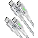 INIU USB C auf USB C Kabel, 100W [2m+2m, weiß] Typ C Schnellladekabel PD 5A QC 4.0 Nylon Ladekabel USB-C Aufladekabel für iPhone 15 MacBook Pro 2021 iPad Air Samsung S22 PS5 Switch Pixel 7 Huawei usw.