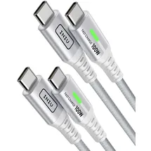 INIU USB C auf USB C Kabel, 100W [2m+2m, weiß] Typ C Schnellladekabel PD 5A QC 4.0 Nylon Ladekabel USB-C Aufladekabel für iPhone 15 MacBook Pro 2021 iPad Air Samsung S22 PS5 Switch Pixel 7 Huawei usw.