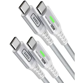 INIU USB C auf USB C Kabel, 100W [2m+2m, weiß] Typ C Schnellladekabel PD 5A QC 4.0 Nylon Ladekabel USB-C Aufladekabel für iPhone 15 MacBook Pro 2021 iPad Air Samsung S22 PS5 Switch Pixel 7 Huawei usw.