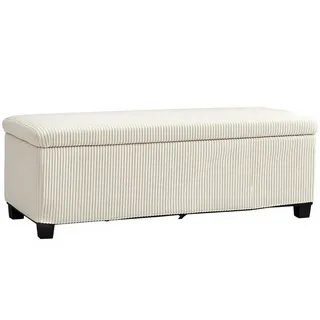 Homcom Sitzbank mit Stauraum Polsterbank mit Cord-Optik, Stahlbeine, Beige