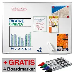 AKTION: Legamaster Whiteboard PREMIUM PLUS 150,0 x 120,0 cm weiß emaillierter Stahl + GRATIS 4 Boardmarker TZ 100 farbsortiert