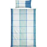 Erwin Müller Bettwäsche Weichfrottier Karo blau Größe 40x80 cm / 155x220 cm - für das ganze Jahr, ausgezeichnetes Schlafklima, temperaturausgleichend, bügelfrei, mit Reißverschluss