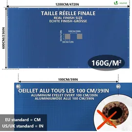 VOUNOT Poolabdeckung Blau 6X12 m