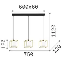 Ideal Lux Hängelampe Lingotto, 3-flammig, 3 Käfige, schwarz