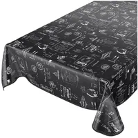 ANRO Wachstuchtischdecke Wachstuch Wachstischdecke Tischdecke abwaschbar Schwarz Bistro Retro