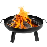 Lemodo Feuerschale 80 cm, Feuerkorb schwarz für Terrasse, Garten