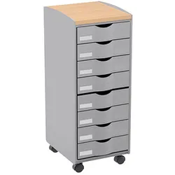 PAPERFLOW Bürowagen grau 28,8 x 35,0 x 74,5, ohne Rollen 69,0 cm