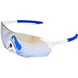 YEAZ Yeaz, Unisex, Sportbrille, SUNELATION (Weiss, Revo Blue), Weiss