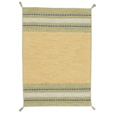 carpetfine Teppich »Kelim Azizi«, rechteckig, 5 mm, Baumwolle, Wendeteppich mit Fransen, Wohnzimmer gelb 60 cm x 110 cm x 5 mm
