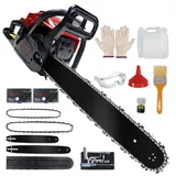 LADAMI Benzin Kettensäge 58CC Profi,2-Takt-Motorsäge,3,5PS Motorkettensäge mit 20 Zoll&16 Zoll Schwert,2 Ketten,Vibrationsdämpfung,Sicherheitsschalter,Benzin-Baumpflegesäge für Holzfällen,Gartenarbeit