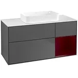 Villeroy & Boch Finion Waschtischunterschrank G711HBGK 120x60,3x50,1cm, Regal rechts Peony, Anthracite matt