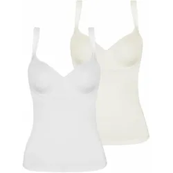 BH-Hemd VIANIA "2er Pack BH Hemd Basic", Damen, Gr. 75, Cup C, cream weiß, Stoff, Obermaterial: 90% Polyamid PA. 10% Elasthan EL., BHs