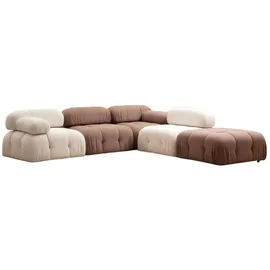 xlmoebel Braun-Weißes Ecksofa Designer Wohnzimmer L-Form Moderne Couch Möbel