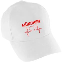 multifanshop Baseballcap - München rot - Herzschlag - Druck rot - Mütze