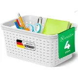 Novaliv Aufbewahrungsbox - (4 St), 4x Aufbewahrungskorb Rattan weiß 14 cm x 9.5 cm