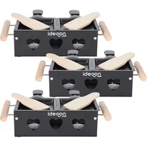 ideoon Raclette-Teelicht 3er-Set für 2 Personen schwarz