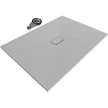 iflair Smc Duschwanne Duschtasse mit Anti-rutsch Flach Mit Steinoptik Grau inkl. Ablaufgarnitur 140x100 cm