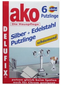 ako® Delufix® Silber + Edelstahl Putzlinge, putzen gleich beim spülen, 1 Packung = 6 Putzlinge