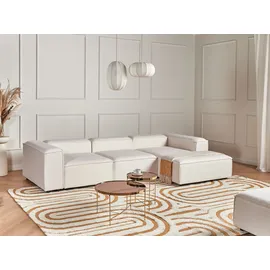 Beliani Modul Ecksofa 4-Sitzer ARDAL Bouclé Cremeweiß linksseitig