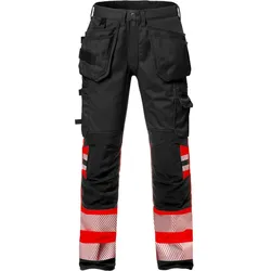 Fristads High Vis Handwerker Stretch-Hose Kl. 1 2706 PLU 127732 - warnschutz-rot/schwarz - C54