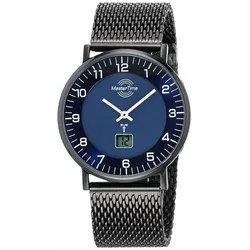 Funkuhr MASTER TIME, blau (schwarz, blau), Armbanduhren, Herren, Armbanduhr, Quarzuhr, Herrenuhr, Datum, Langzeitbatterie