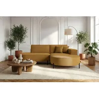 WFL GROUP Ecksofa Hana Loft 3-Sitzer Ecke Rechts Cordstoff Chenille, Senf 241/80/168 cm