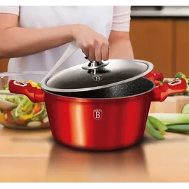 Berlinger Haus BH/1256N Metallic Line Burgundy Kasserolle in Rot mit Deckel Topf Durchmesser 20 cm
