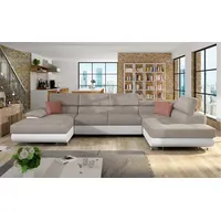 MIRJAN24 Wohnlandschaft Cotere Bis, mit Schlaffunktion und Bettkasten, Einstellbare Kopfstützen, U-Form, Kissen-Set beige