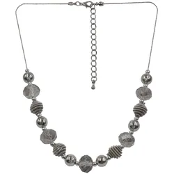 Steuer Modeschmuck Kette silberfarben Elemente in den Farben rauchgrau und silber