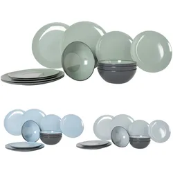 GIMEX Melamin Geschirr Set Vivid Line 12tlg Camping Essgeschirr Picknick Teller Farbe: blau