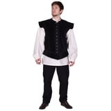 Battle Merchant Wikinger-Kostüm Samt Doublet Victor mit Metallknöpfen, schwarz M schwarz M | M