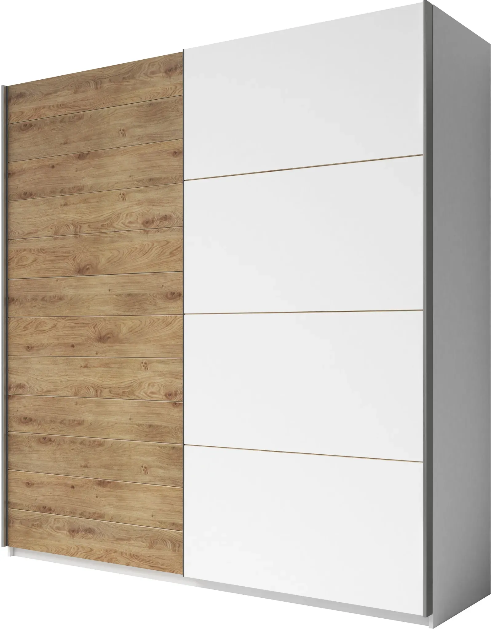 Schiebetürenschrank INOSIGN "Galaxy Breite 200,220 oder 270cm breit, Kleiderschrank, Wäscheschrank", braun (weiß, eiche beaufort, weiß), B:220cm H:210cm T:61cm, FSC-zertifizierter Holzwerkstoff, Dekorfolie, Schränke, INKLUSIVE kompletter Innenausstattung, Metallgriffe